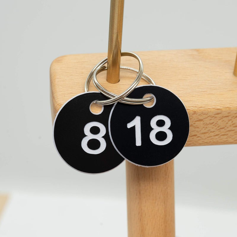 StayMax Plastic ID Number Tags Key Tags with Key Rings (50, Black) - Image 4